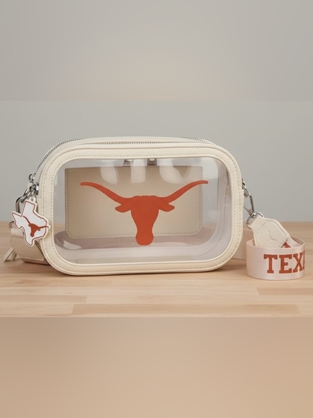 NCAA Texas Longhorns Beige Clear Stadium-Approved Crossbody Bag